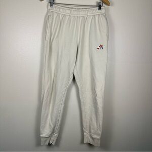 NIKE Women's Small Floral Embroidered Logo Cream Jogger Sweatpants